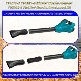 191L13-5 191B21-6 Blower Nozzle Adapter & 197889-6 Flat End Nozzle Attachment Kit for Makita Blower XBU02Z- Makita X2 36V Hand Held Blower & XBU03-18V Brushless Cordless Blower