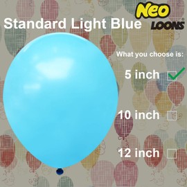 Neo LOONS® 100 pcs 5" Standard Light Blue Premium Latex Balloons - Great for Kids, Adult Birthdays, Weddings, Receptions, Baby Showers, Water Fights, or Any Celebration