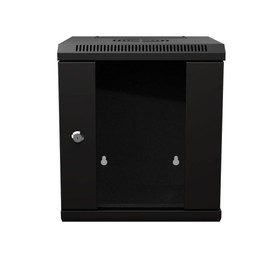 NavePoint 11.8 in Wall Mount Network Cabinet, 6U, Glass, Black