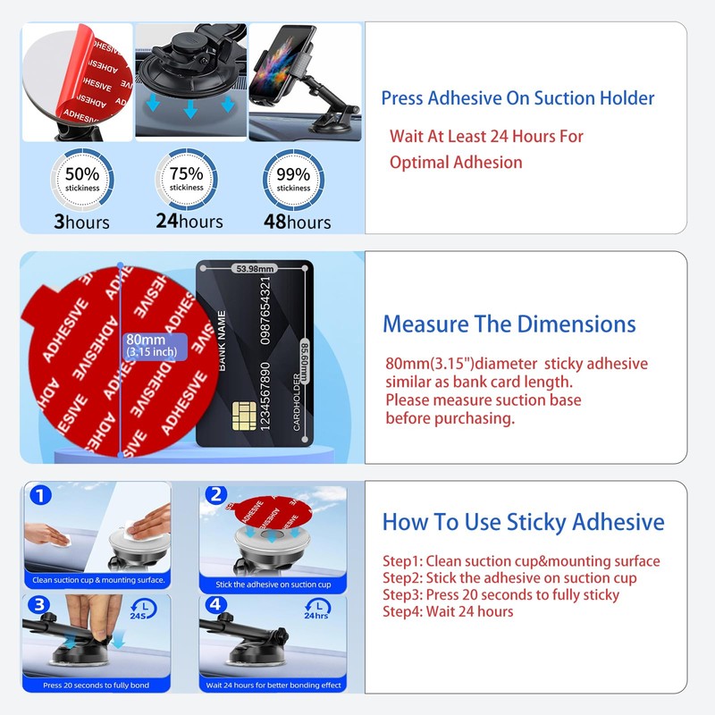 AZXYI Very High Bond Sticky Adhesive, 6 Pack Dashboard Pad