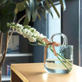 Purse Vase for Flowers, Glass Vase, Fish Bowl with Bubble, Handbag Shape Clear Bottle Body, 10.6" Transparent Bubble Design, Suitable for Birthdays, Holidays, Everyday Decorations, Blue