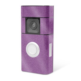 MightySkins Glossy Glitter Skin Compatible with Ring Video Doorbell Plus - Solid Purple | Protective, Durable High-Gloss Glitter Finish | Easy to Apply