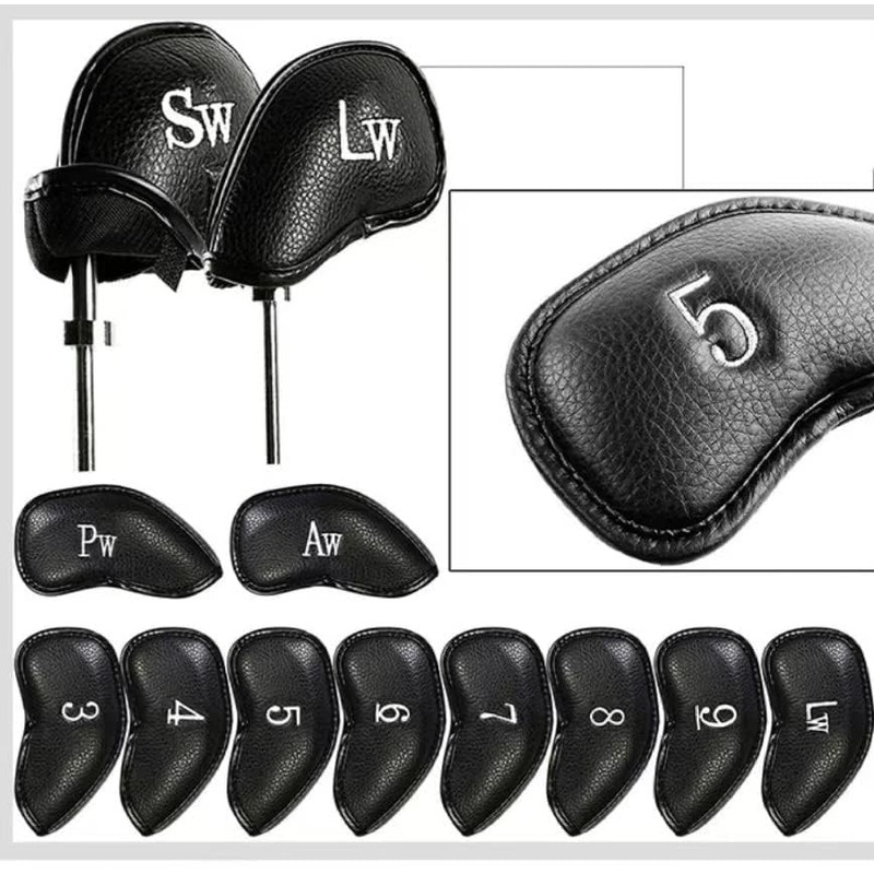 Leather Golf Headcovers Irons Set 12 Pcs Club Iron Head