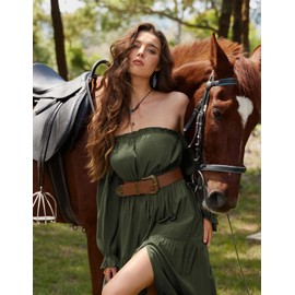 Women's Renaissance Belt Western Embossed Buckle Elastic Stretch Corset Waist Belt Light Brown XL