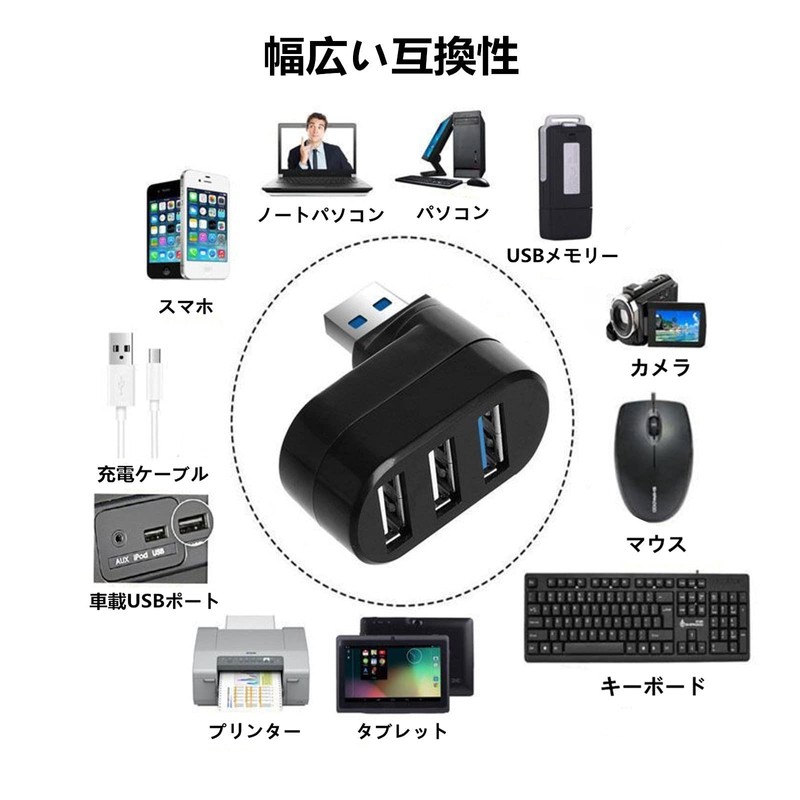 YFFSFDC USB Hub, 3 Ports, USB3.0+USB2.0 Combo Hub, Bus-Powered, Rotatable