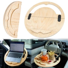 2 in 1 Car Steering Wheel Tray Steering Wheel Desk for Laptop Wooden Car Table Foldable for Eating Food Writing Work Multipurpose Travel Cars Accessories