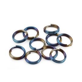 10Pcs Titanium Alloy Split Key Rings, Mini Keyrings Keychain, Bluing 10mm