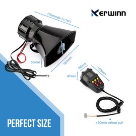 KERWINN Car Siren Horn 7 Tone with Microphone,Alarm Horn Siren 12V 100W Emergency Amplifier with Mic PA Speaker System Loud Car Alarm Police Ambulance Fire Hooter Traffic Sound