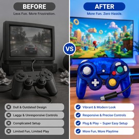 USB Wired Game Controller for Switch & PC – GameCube-Style Gamepad for Retro and Multiplayer Gaming