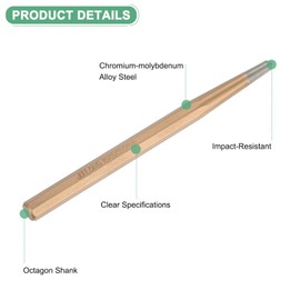 M METERXITY 4-Pack Center Punch 6mm Shank Point, 10x150mm Alloy Steel Center Punch Tool, Impact Resistant Metal Punch Center for Mark/Drilling/Punching/Scribing/Locator/Starting Nail [Golden]