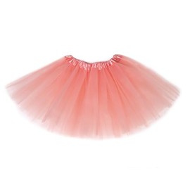 Fepdiu Girls Tutu Skirt 3 Layers Tulle Toddler Ballet Skirts Girls Tulle Tutu Dance Fit Most 3-10 yrs for Dance Party Costume (Peach)