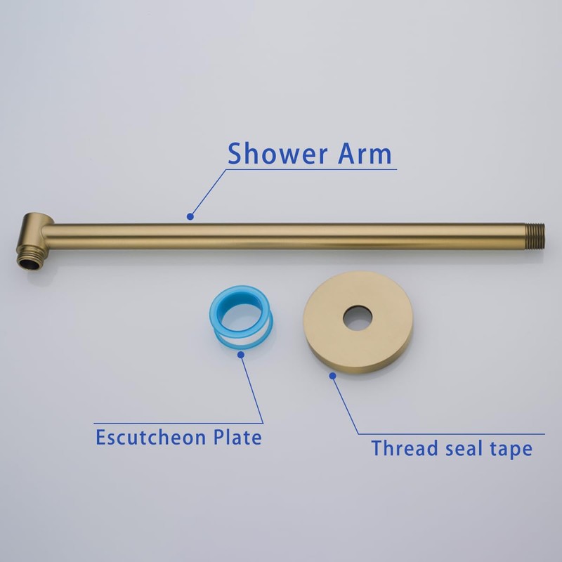 Wall Mounted Shower Arm 16 Inch Extension Pipe Shower Head