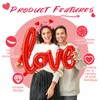 Valentines Day Love Sequin Heart Boppers Headbands, Red LOVE Foil