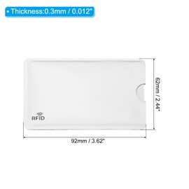 PATIKIL RFID Blocking Sleeves, 10 Pcs Aluminum Identity Theft Prevention Credit Cards Secure Protector Holders Sleeves for NFC Purse, Silver