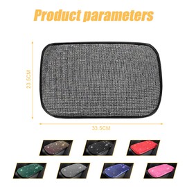 JNNJ Rhinestone Car Armrest Pad, Colourful Bling Shiny Car Armrest Box Cover Pad, Universal Fit Diamond Car Decor Accessories, for Girls (Red)