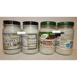 Trader Joe’s Organic Virgin Coconut Oil 16oz/473ml and Simply Nature Organic Non-GMO Virgin Coconut Oil 14oz/414ml (Two Bottles)