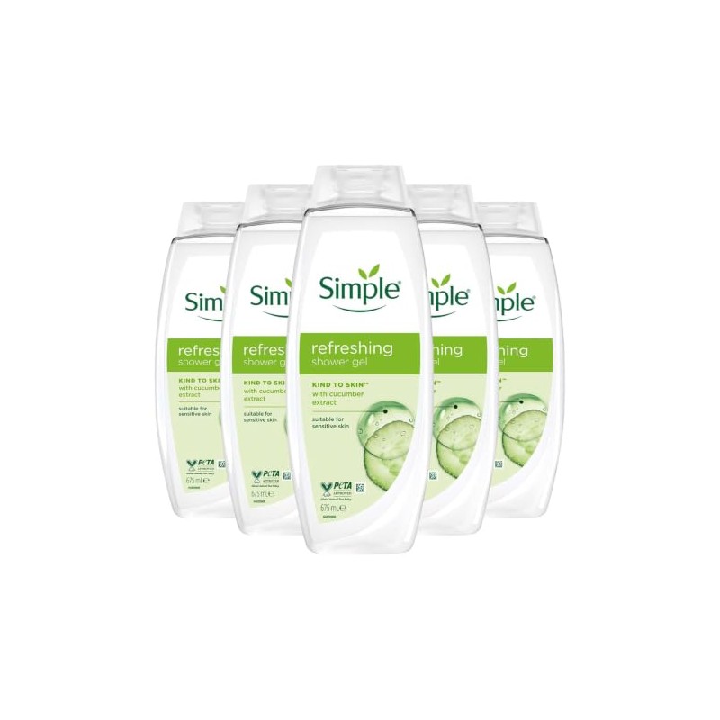 Simple Kind to Skin Refreshing Shower Gel 675ml 5 Pack