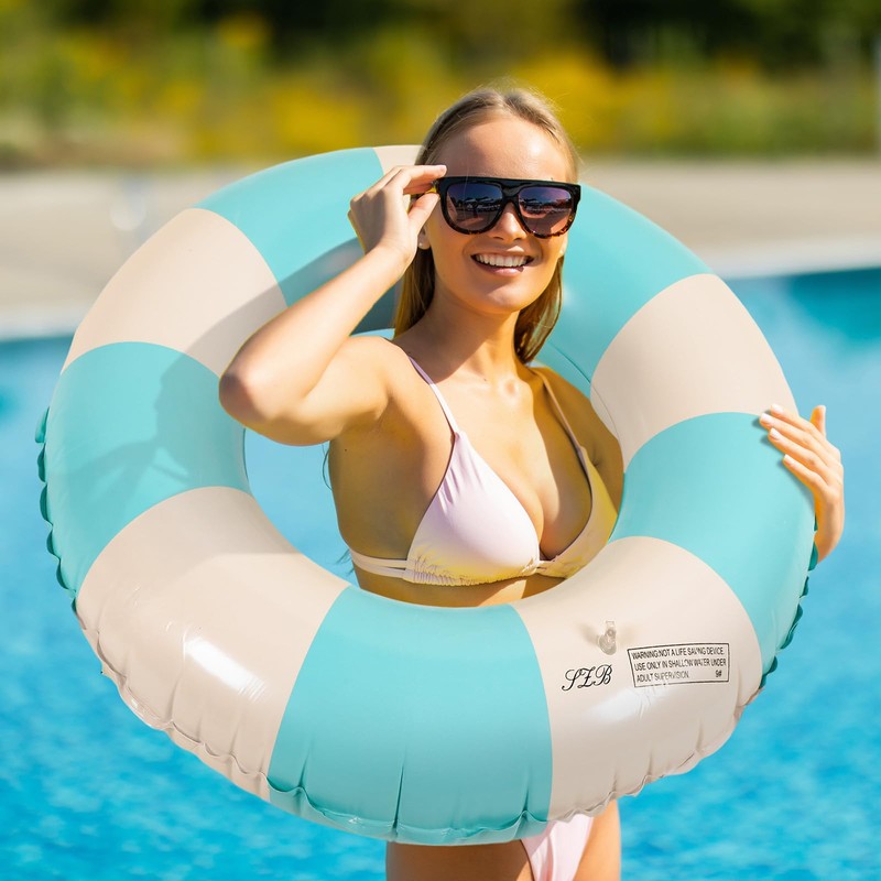 Lenwen 9 Pcs Classic Striped Pool Inner Tubes Pool Tubes