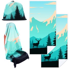 Tranqun 2 Pack Car Seat Towel Covers with Storage Bag Seat Post Workout Sweat Washable Cover Non Slip Car Towel for Dog Pet Workout Outdoor Sport Activities(Elk Forest)