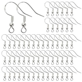 TOAOB 50 Pieces 18 mm Earrings 925 Silver Earrings Ear Hooks Earring Hooks Hypoallergenic Ear Hooks Earrings Accessories with Beads and Coil for DIY Earrings Jewellery Making