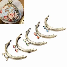 Metal Purse Frame, Rust-Proof Bag Frame with Semi-Circular Purse Antique Kiss Clasp Frame Purse DIY Craft Frame Clasp for Dinner Bags, Evening Bags