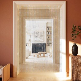 ANMINY 30 Strands Beaded Curtains Doorways 2 Panels Iridescent Crystal Door Beads Curtains High-Density Acrylic Hanging Doorway String Curtains for Window Living Room Wedding 35" x 79" - Stars