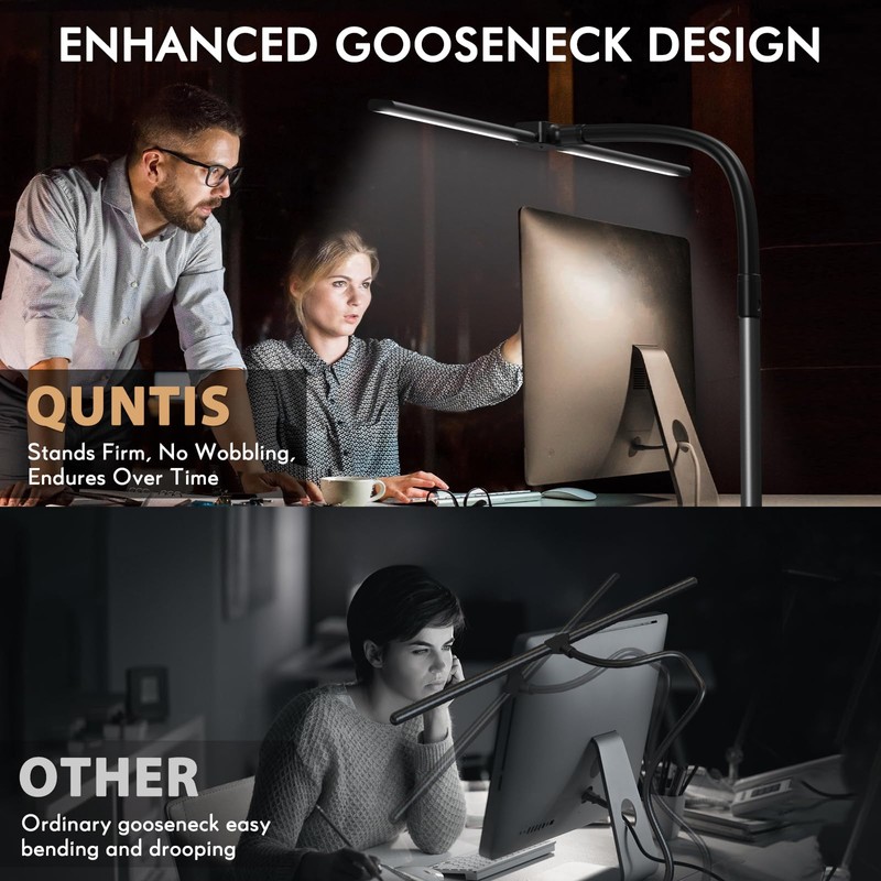 Quntis Desk Lamp for Home Office, 30.7'' Double Head Architect