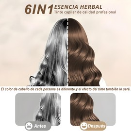 Shampoo Con Tinte 3 In 1, Hair Dye Tinte de Natural Shampoo Instantáneo,Con Ingredientes Naturales Y Suaves, para La Cobertura Del Cabello Y Cubrir Canas, para Todo Tipo de Cabello,200 ml (Marrón claro)