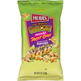 Herr's Fire Roasted Sweet Corn Mexican Street Corn Popcorn 4 Ounce (Pack of 12 Bags) – Flavorful Popcorn with Sweet and Smoky Elote Taste – A Bold Snack for Every Occasion