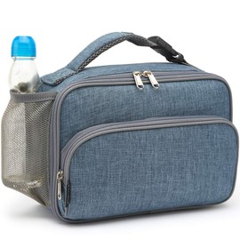 FlowFly Kids Lunch box Insulated Soft Bag Mini Cooler Back to School Thermal Meal Tote Kit for Girls, Boys,Navy