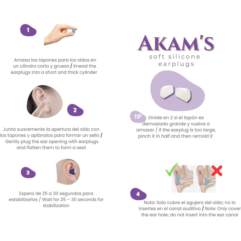 AKAM 32 Tapones de Silicona Premium para Dormir, Nadar y