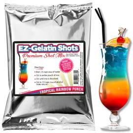 Tropical Rainbow Punch Jello Shot Mix 6.78 oz - Premium Gluten-Free Jello Mix for Tasty Jello Shots - Easy to Make EZ Gelatin Powder Mix for Jello Shots - Adult New Year and Holiday Party Supplies