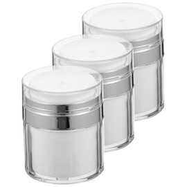 WOONEKY 3Pcs Airless Pump Lotion Containers Practical Refillable Cosmetic Jars for Creams Lotions Essential Oils Travel Accessory Each