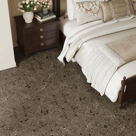 VaryPaper 20-Pack 12" x 12" Brown Terrazzo Floor Tiles Peel and Stick Waterproof Sticky Tiles for Floor Self Adhesive Vinyl Flooring Removable Temporary Stick on Flooring for Kitchen Bathroom Bedroom