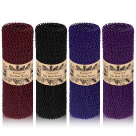 Teenyyou 4 Pieces African Bath Net Colorful African Exfoliating Net Cloth Washcloth Towel Long Net Sponge Bath Towel Body Back Scrubber for Shower for Daily Use (Burgundy Purple Black Blue)
