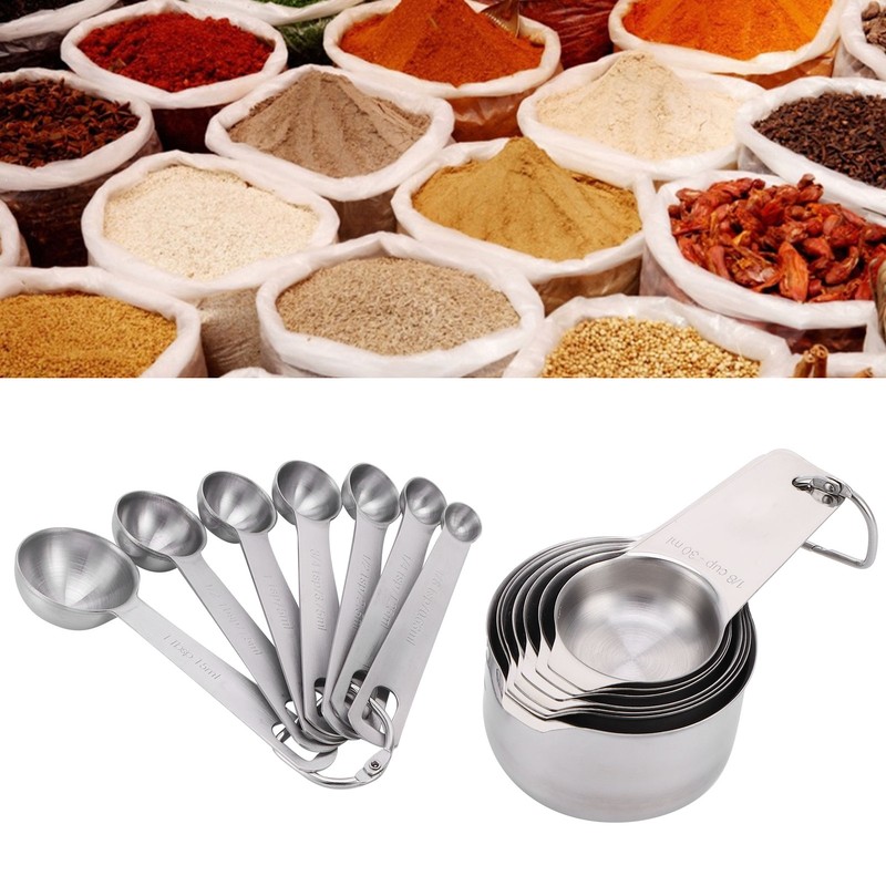 14Pcs/Set Measuring Cups Spoons Kit with Scales Food Grade Stainless