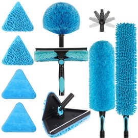 CXU 90° Foldable Baseboard Wall Cleaner Mop, Cobweb Duster, Window Cleaning Squeegee Dusting Kit for Extension Pole(Pole Not Included) (1)