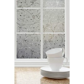 PROTINT WINDOWS Designer Elegant Flower Decorative Film, Self Static Adhesive Cling, 35.5 inches by 72 inches