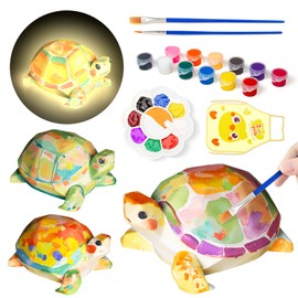 Loungelore Paint Your Own Turtle Lamp Kit, Art Supplies Arts & Crafts Kit for Kids Ages 8-12, DIY 3D Turtle Night-Light, Creativity Painting Kit Toy for Girl Boy Teen, Birthday Gift for Daughter Son
