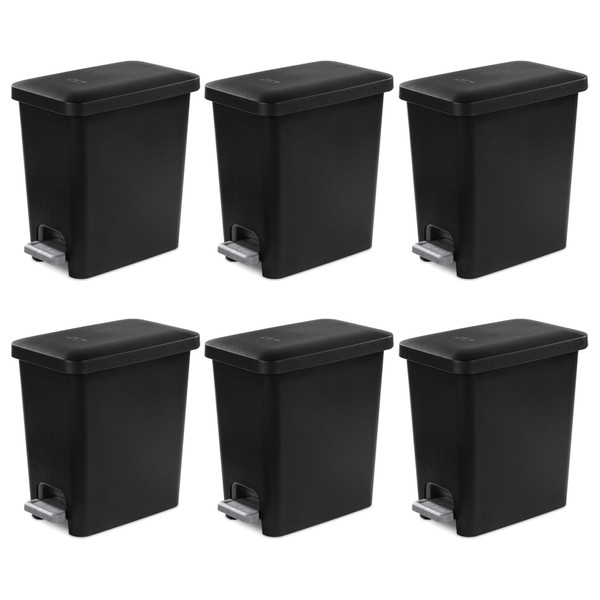 Sterilite 2.7 Gallon Rectangular Step On Kitchen Trash Bin Plastic