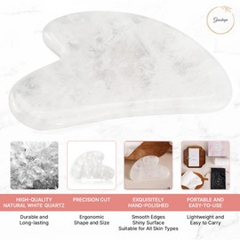 GUASHAPE Natural White Quartz Gua Sha Facial Tools | Guasha Tool for Face Sculpting, Shaping, Reduce Puffiness, Tension Relief | Stone for Eyes, Face and Body