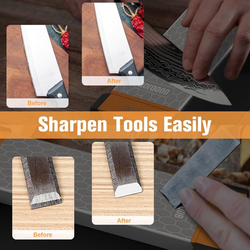 Extra Large Diamond Sharpening Stone Set 3 Side Grit 400/600/1000