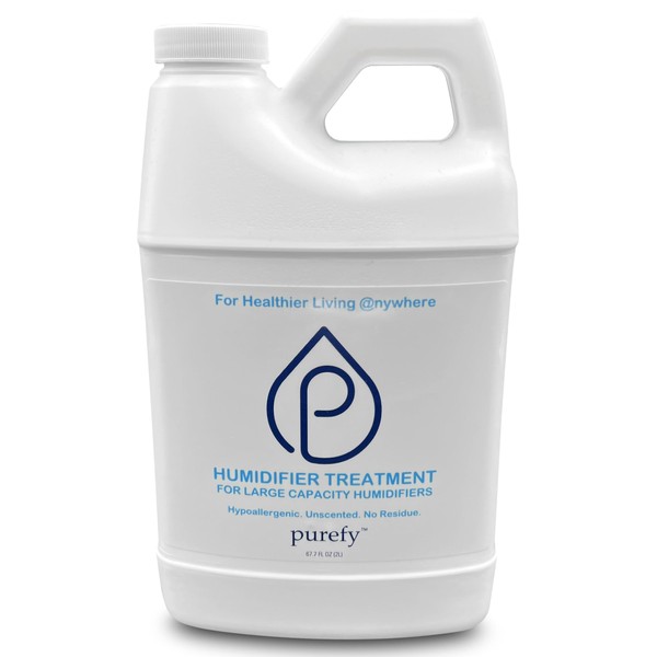PUREFY Humidifier Treatment Large Capacity (68 oz) – for Large (6L, 1.5 Gallons or More) Humidifiers or Coolers. Hypoallergenic. Unscented. No Residue. Hygienic Humidifier for Healthier Air.