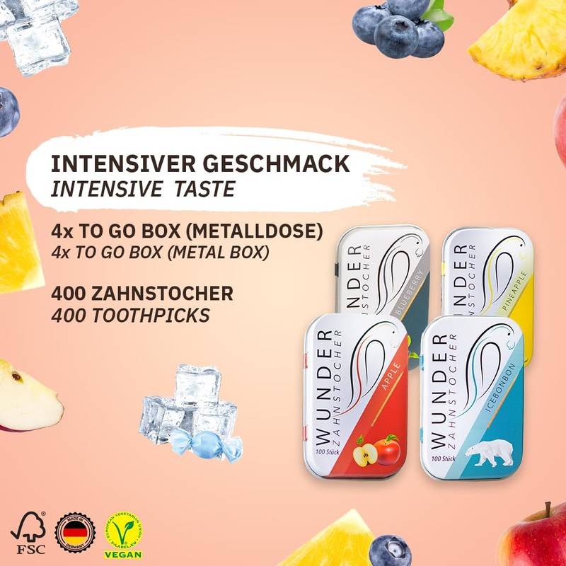 Wunder Toothpicks – Starter Pack in 4 Refreshing Varieties –