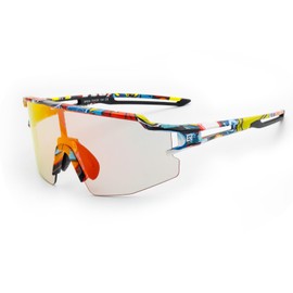 ROCKBROS Cycling Glasses UV 400 Sunglasses Photochromatic Glasses Clear Windproof Sports Glasses for Outdoor Cycling Fishing Golf Men