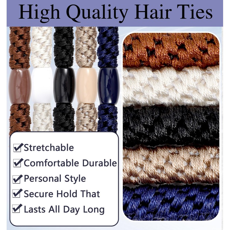 Men's Hair Ties, 10 Pack Men Bracelet Braided Hair Ties
