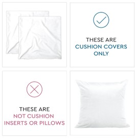 Encasa Homes Velvet Cushion Covers, Set of 2, 45 x 45 cm, White, Plain, Soft and Smooth, Washable, Square, Large Scatter Cushion Covers for Couch, Sofa, Chair, Bed and Living Area