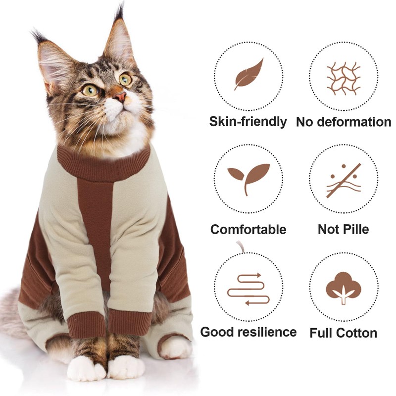 QBLEEV Cat Pajamas for Cats Only, Sticky Hair Cat Clothes,