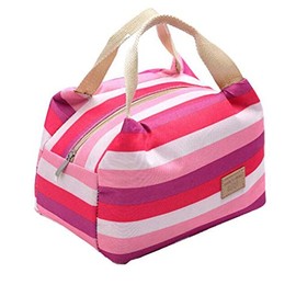 WOIWO Stripe Tableware Keeps Cold Lunch Insulation Bag Waterproof Portable Lunch Bag Insulation Bag Lunch Bag