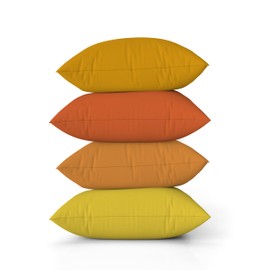 ggaimwf Solid Color Linen Cushion Covers for Sofa Burnt Orange cushions Gradient Throw Pillow for Bed Autumn Style Yellow Color Handmade Square Cushion Cases with Invisible Zipper, 40x40cm Set of 4